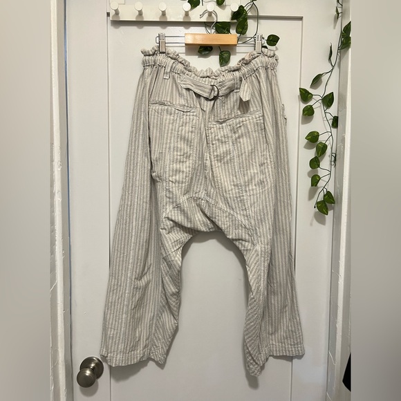 New Sz XS Free People Runyon Oversize Stripe Pant Harem Pale Blue Drawstring - Picture 6 of 9
